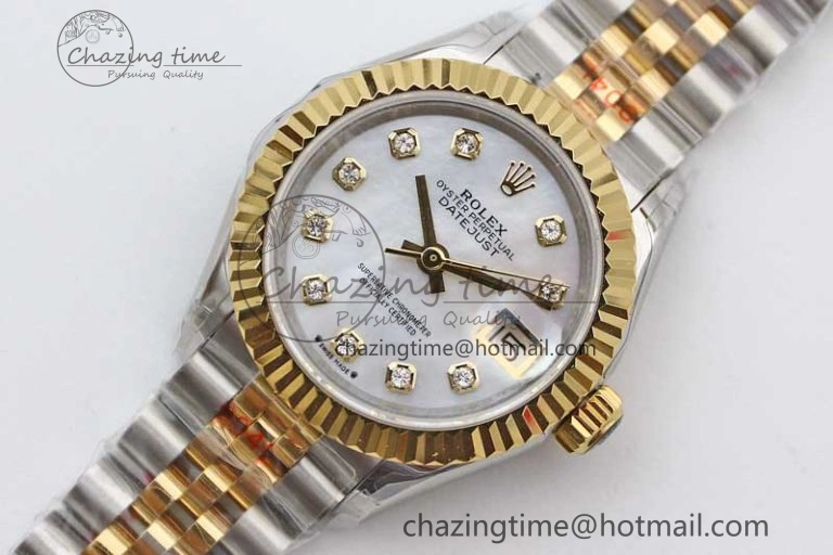 Datejust 28mm 279179 SS YG TWF Best Edition White Diamonds Markers Dial on SS YG Jubilee Bracelet NH05