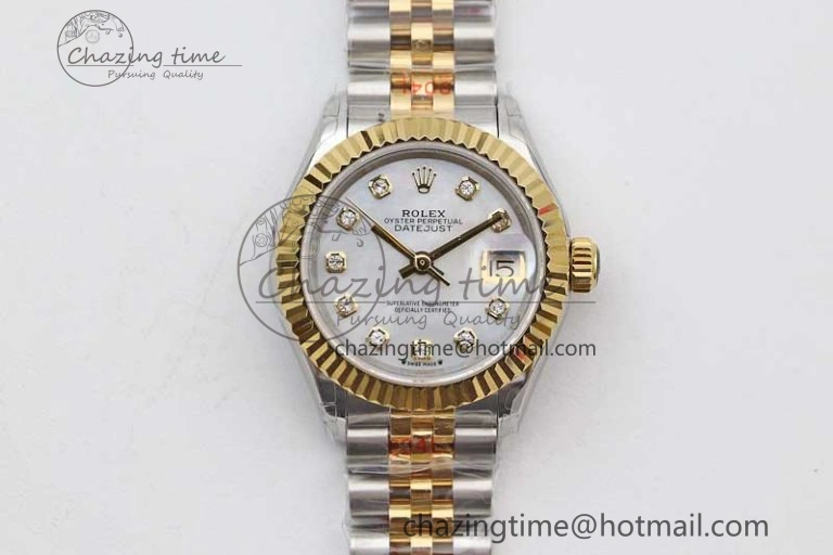 Datejust 28mm 279179 SS YG TWF Best Edition White Diamonds Markers Dial on SS YG Jubilee Bracelet NH05
