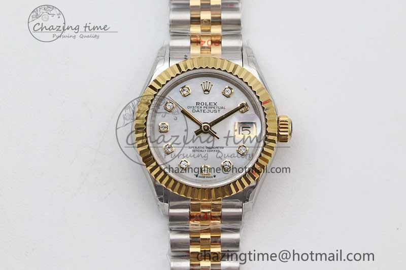 Datejust 28mm 279179 SS YG TWF Best Edition White Diamonds Markers Dial on SS YG Jubilee Bracelet NH05
