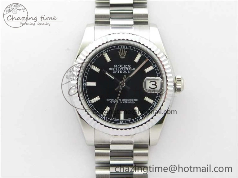 Datejust 31mm 178274 SS GSF Best Edition Black Stick Markers Dial on SS President Bracelet SEIKO NH05A