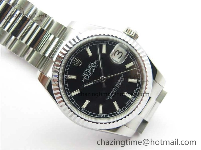 Datejust 31mm 178274 SS GSF Best Edition Black Stick Markers Dial on SS President Bracelet SEIKO NH05A