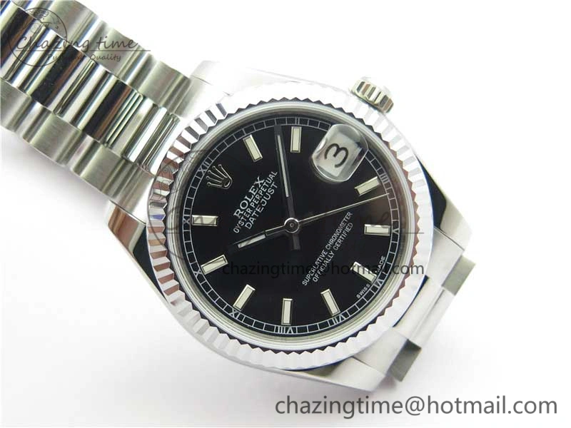 Datejust 31mm 178274 SS GSF Best Edition Black Stick Markers Dial on SS President Bracelet SEIKO NH05A