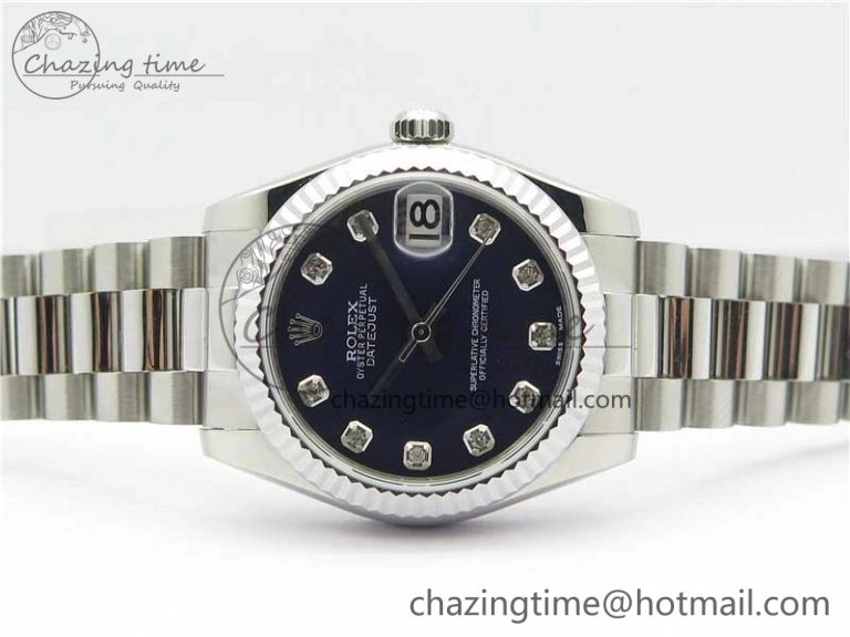 Datejust 31mm 178274 SS GSF Best Edition Blue Crystal Markers Dial on SS President Bracelet SEIKO NH05A