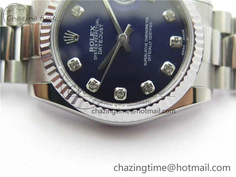 Datejust 31mm 178274 SS GSF Best Edition Blue Crystal Markers Dial on SS President Bracelet SEIKO NH05A