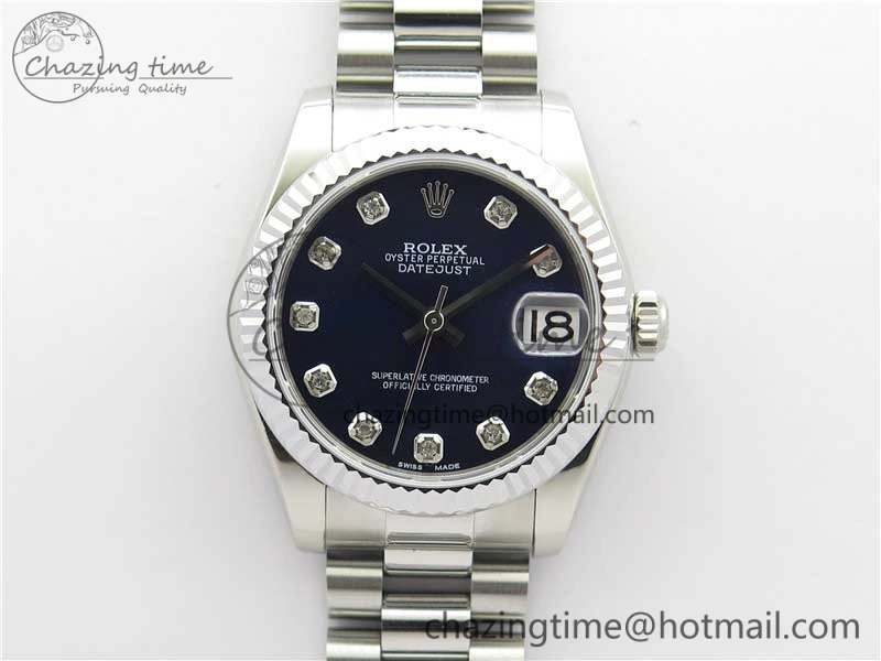 Datejust 31mm 178274 SS GSF Best Edition Blue Crystal Markers Dial on SS President Bracelet SEIKO NH05A