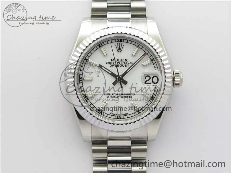 Datejust 31mm 178274 SS GSF Best Edition White Stick Markers Dial on SS President Bracelet SEIKO NH05A