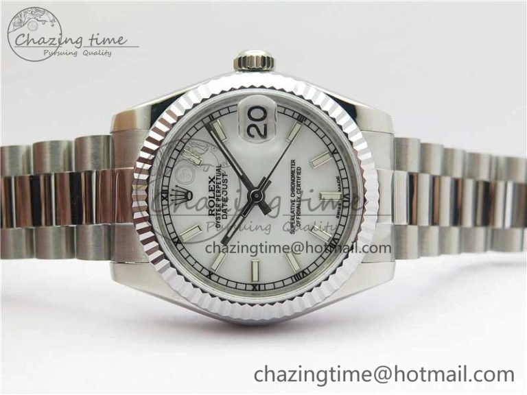 Datejust 31mm 178274 SS GSF Best Edition White Stick Markers Dial on SS President Bracelet SEIKO NH05A