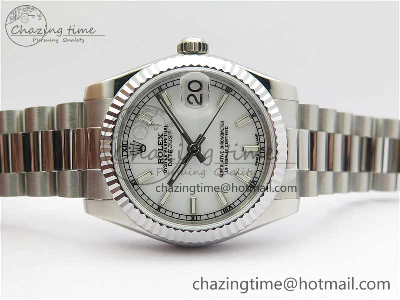 Datejust 31mm 178274 SS GSF Best Edition White Stick Markers Dial on SS President Bracelet SEIKO NH05A
