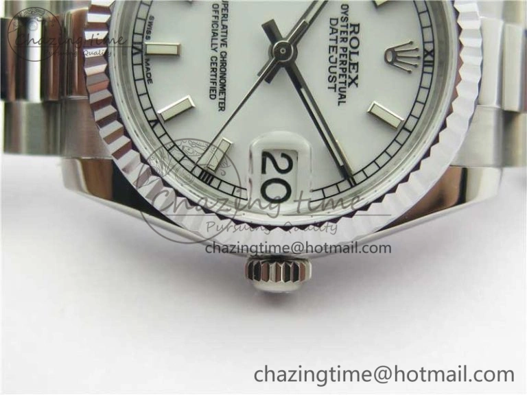 Datejust 31mm 178274 SS GSF Best Edition White Stick Markers Dial on SS President Bracelet SEIKO NH05A