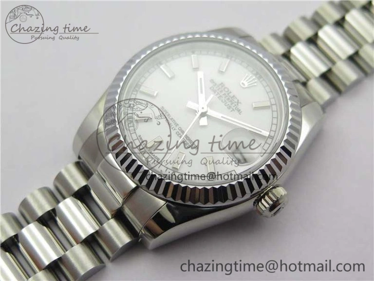 Datejust 31mm 178274 SS GSF Best Edition White Stick Markers Dial on SS President Bracelet SEIKO NH05A