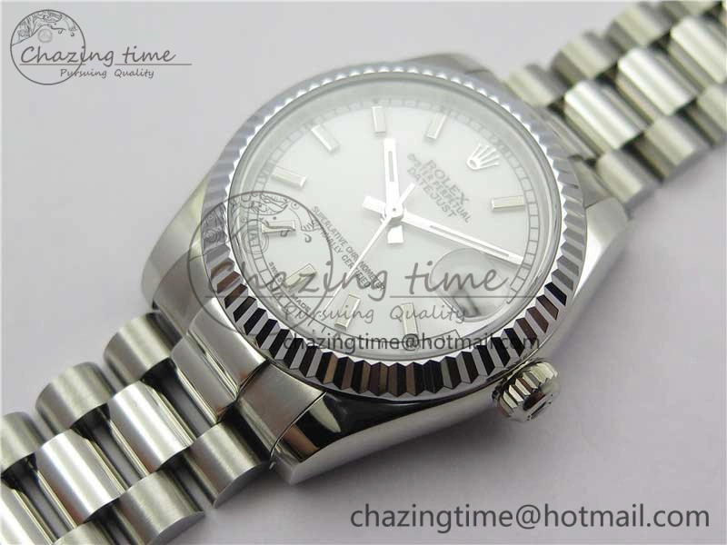 Datejust 31mm 178274 SS GSF Best Edition White Stick Markers Dial on SS President Bracelet SEIKO NH05A