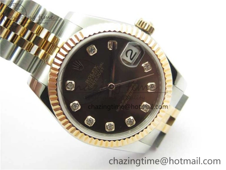 Datejust 31mm 178274 SS RG GSF Best Edition Brown Crystal Markers Dial on SS RG Jubilee Bracelet SEIKO NH05A
