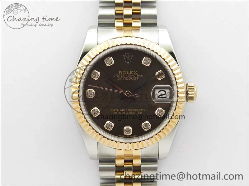 Datejust 31mm 178274 SS RG GSF Best Edition Brown Crystal Markers Dial on SS RG Jubilee Bracelet SEIKO NH05A