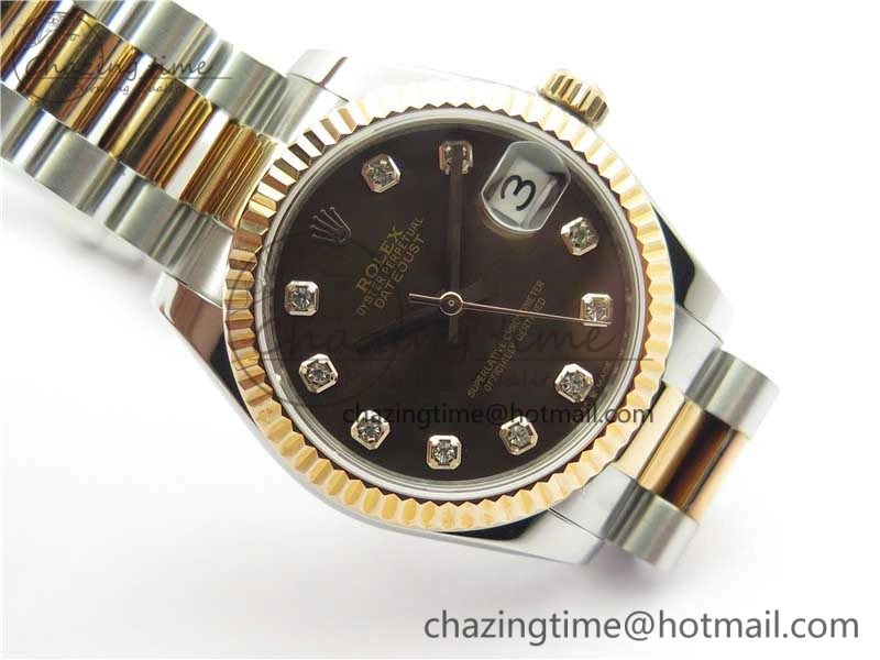 Datejust 31mm 178274 SS RG GSF Best Edition Brown Crystal Markers Dial on SS RG President Bracelet SEIKO NH05A