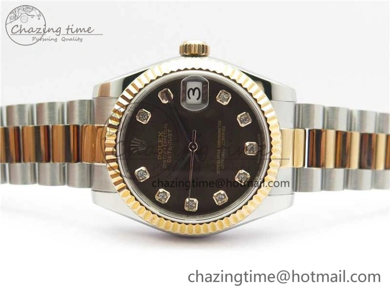 Datejust 31mm 178274 SS RG GSF Best Edition Brown Crystal Markers Dial on SS RG President Bracelet SEIKO NH05A