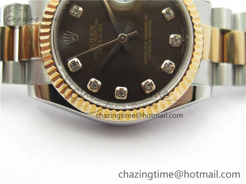 Datejust 31mm 178274 SS RG GSF Best Edition Brown Crystal Markers Dial on SS RG President Bracelet SEIKO NH05A