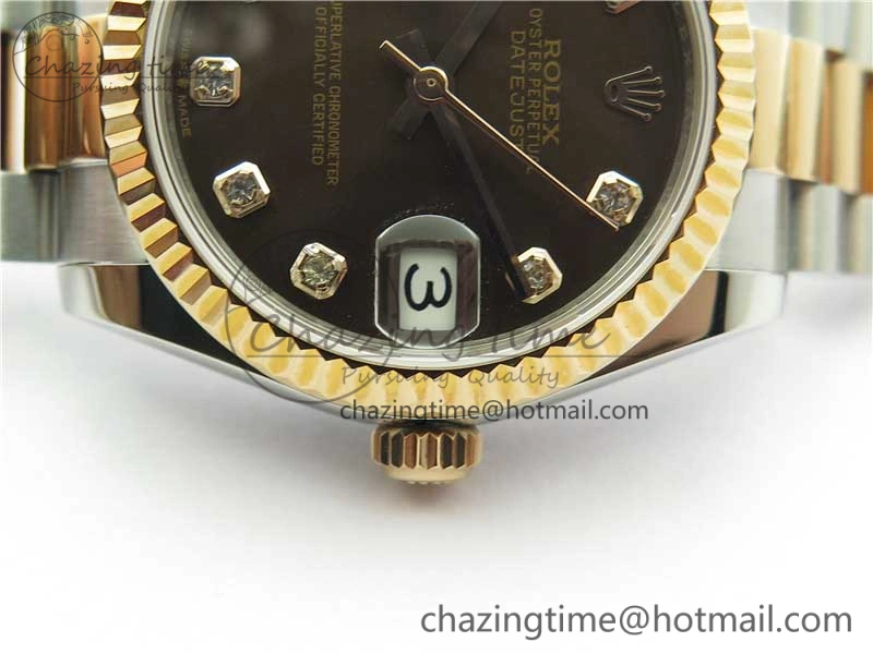 Datejust 31mm 178274 SS RG GSF Best Edition Brown Crystal Markers Dial on SS RG President Bracelet SEIKO NH05A