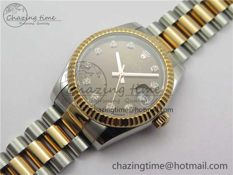 Datejust 31mm 178274 SS RG GSF Best Edition Brown Crystal Markers Dial on SS RG President Bracelet SEIKO NH05A