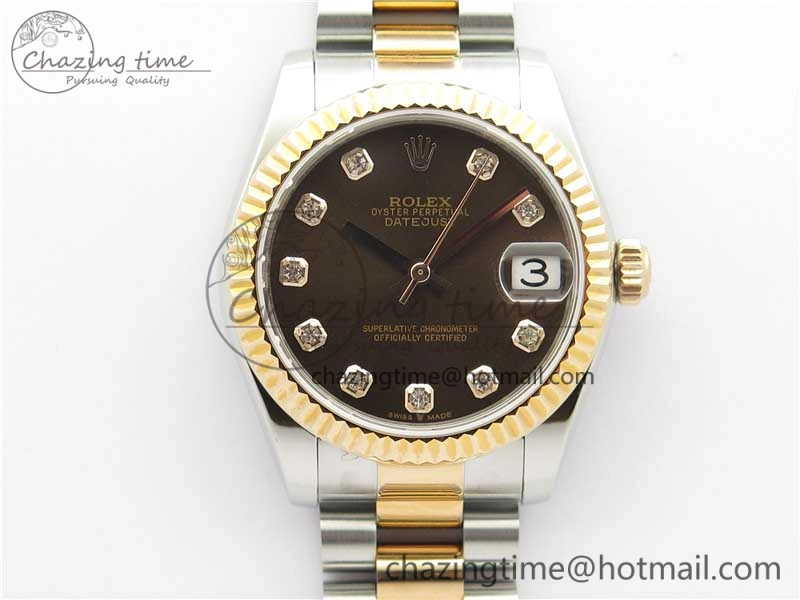 Datejust 31mm 178274 SS RG GSF Best Edition Brown Crystal Markers Dial on SS RG President Bracelet SEIKO NH05A