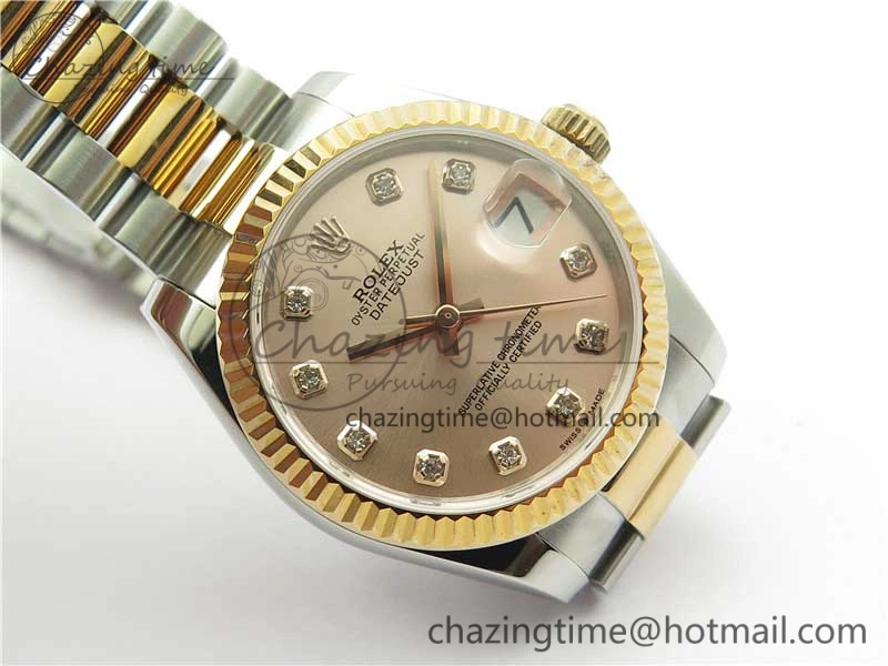 Datejust 31mm 178274 SS RG GSF Best Edition Pink Crystal Markers Dial on SS RG President Bracelet SEIKO NH05A