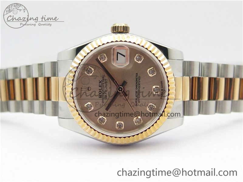 Datejust 31mm 178274 SS RG GSF Best Edition Pink Crystal Markers Dial on SS RG President Bracelet SEIKO NH05A