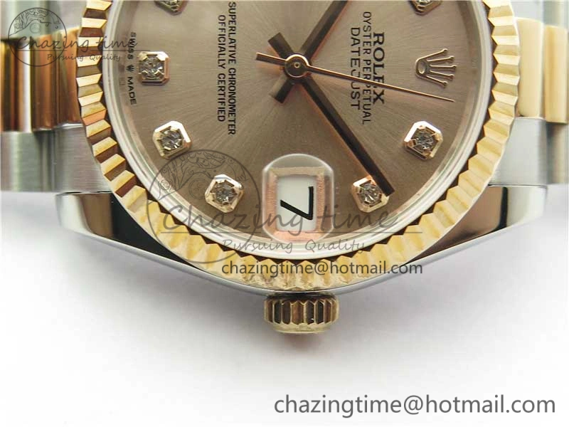 Datejust 31mm 178274 SS RG GSF Best Edition Pink Crystal Markers Dial on SS RG President Bracelet SEIKO NH05A
