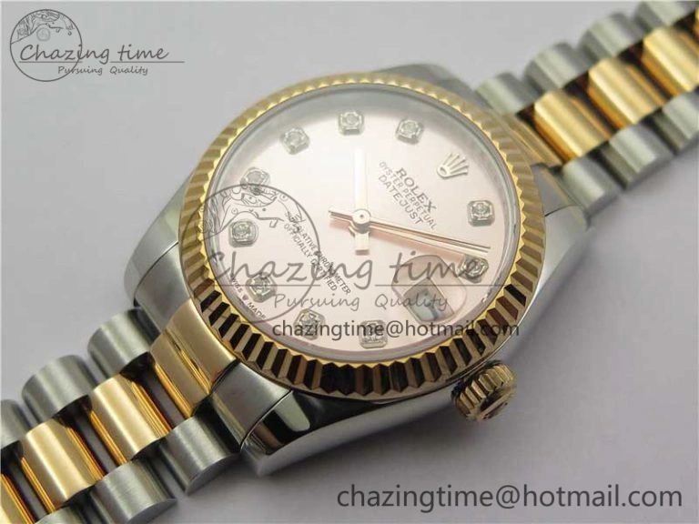 Datejust 31mm 178274 SS RG GSF Best Edition Pink Crystal Markers Dial on SS RG President Bracelet SEIKO NH05A