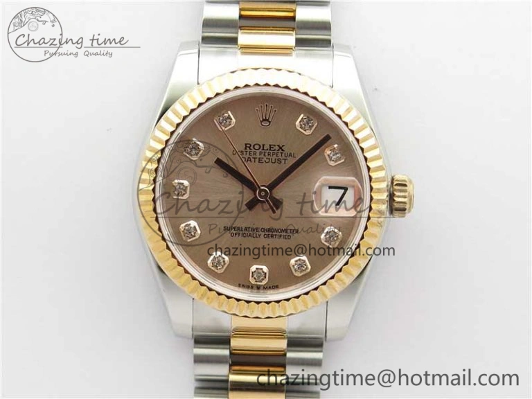 Datejust 31mm 178274 SS RG GSF Best Edition Pink Crystal Markers Dial on SS RG President Bracelet SEIKO NH05A