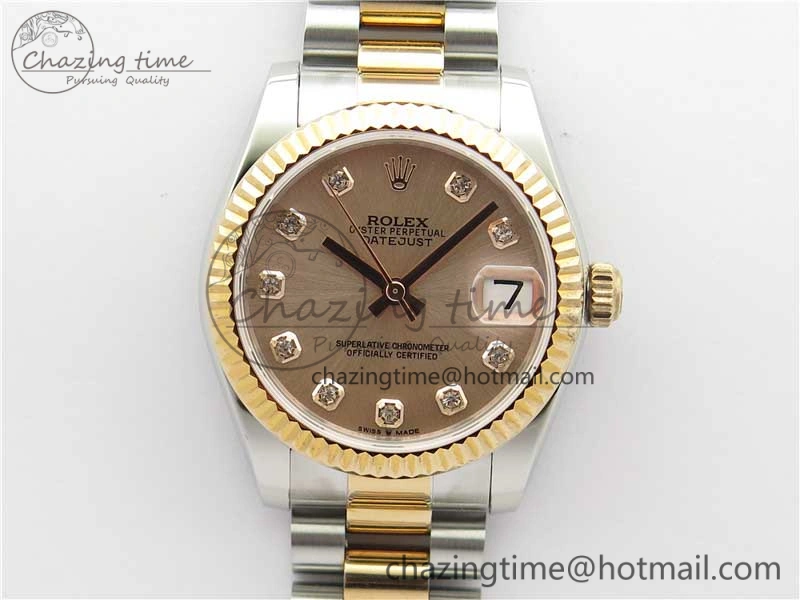 Datejust 31mm 178274 SS RG GSF Best Edition Pink Crystal Markers Dial on SS RG President Bracelet SEIKO NH05A