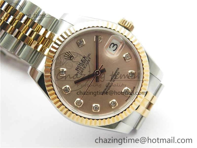 Datejust 31mm 178274 SS RG GSF Best Edition Pink MOP Crystal Markers Dial on SS RG Jubilee Bracelet SEIKO NH05A