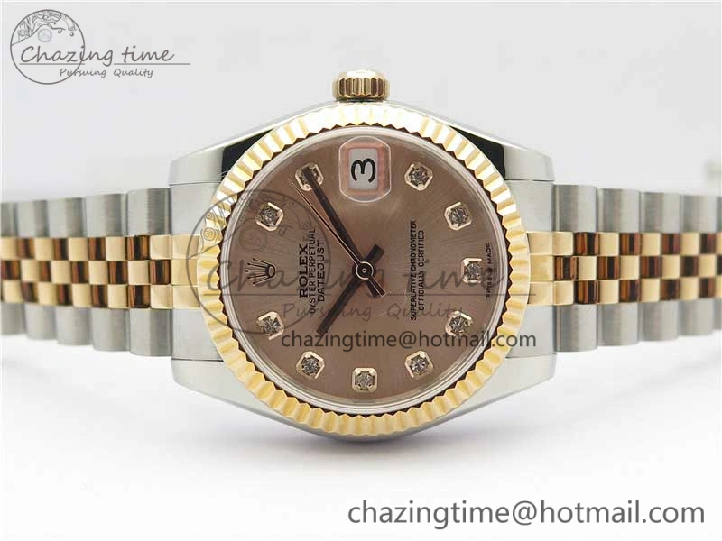 Datejust 31mm 178274 SS RG GSF Best Edition Pink MOP Crystal Markers Dial on SS RG Jubilee Bracelet SEIKO NH05A