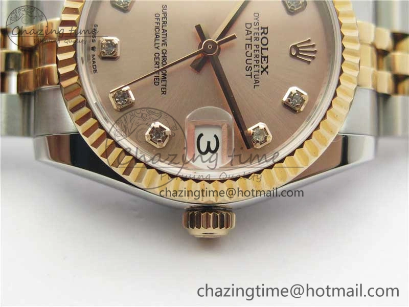 Datejust 31mm 178274 SS RG GSF Best Edition Pink MOP Crystal Markers Dial on SS RG Jubilee Bracelet SEIKO NH05A