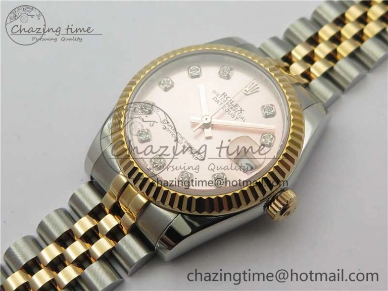 Datejust 31mm 178274 SS RG GSF Best Edition Pink MOP Crystal Markers Dial on SS RG Jubilee Bracelet SEIKO NH05A