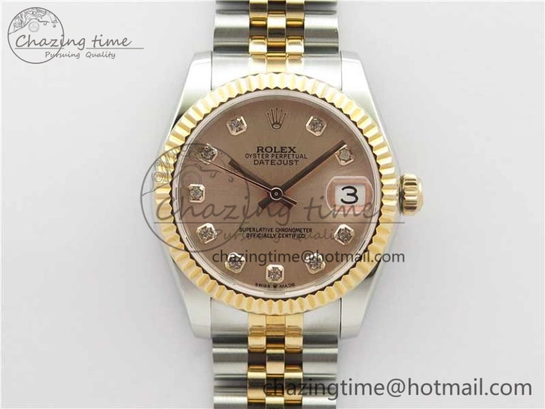 Datejust 31mm 178274 SS RG GSF Best Edition Pink MOP Crystal Markers Dial on SS RG Jubilee Bracelet SEIKO NH05A