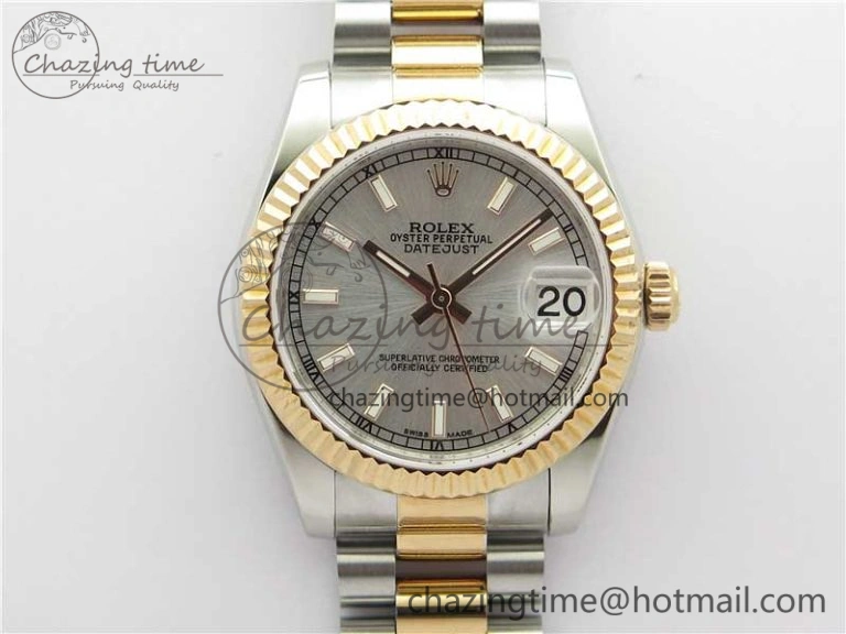 Datejust 31mm 178274 SS RG GSF Best Edition Silver Stick Markers Dial on SS RG President Bracelet SEIKO NH05A