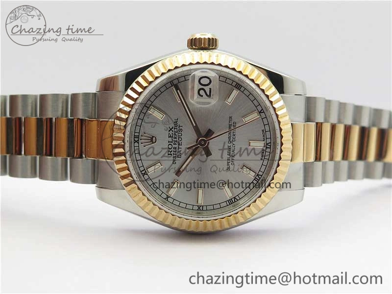 Datejust 31mm 178274 SS RG GSF Best Edition Silver Stick Markers Dial on SS RG President Bracelet SEIKO NH05A
