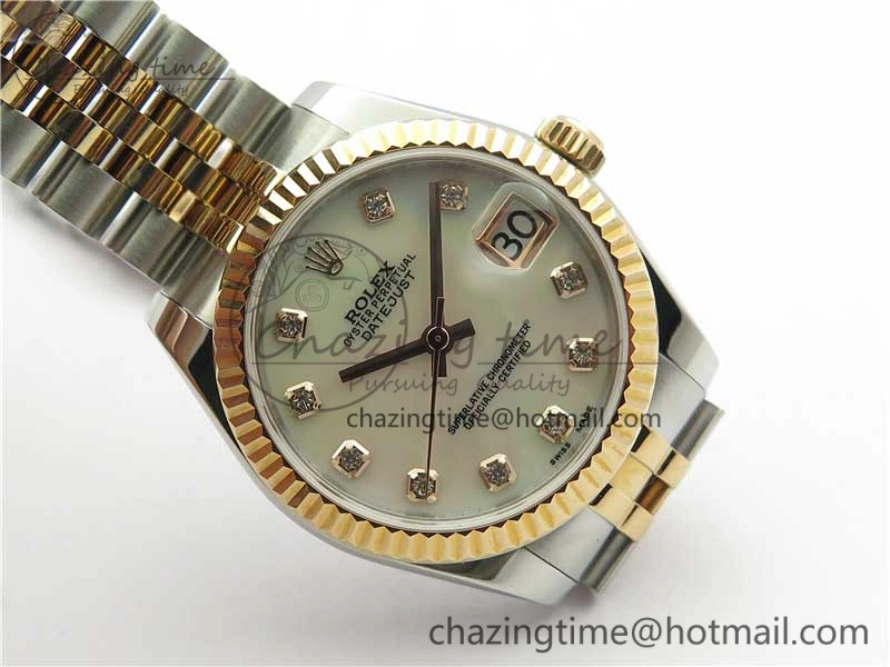 Datejust 31mm 178274 SS RG GSF Best Edition White MOP Crystal Markers Dial on SS RG Jubilee Bracelet SEIKO NH05A
