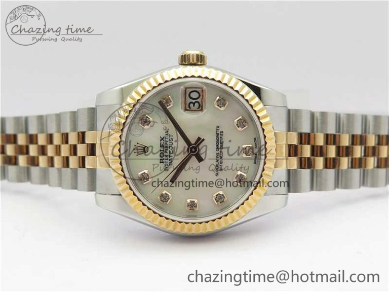 Datejust 31mm 178274 SS RG GSF Best Edition White MOP Crystal Markers Dial on SS RG Jubilee Bracelet SEIKO NH05A