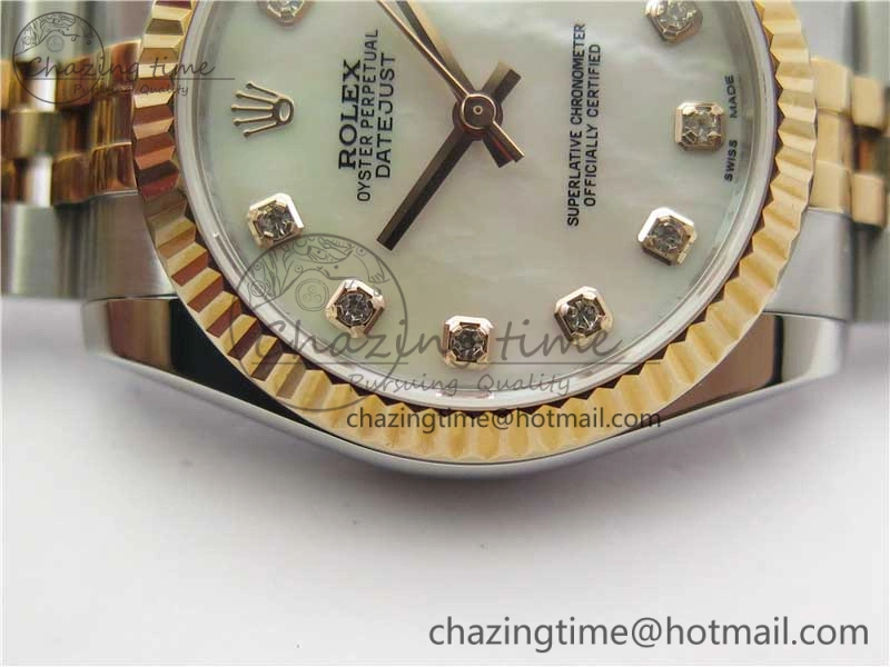 Datejust 31mm 178274 SS RG GSF Best Edition White MOP Crystal Markers Dial on SS RG Jubilee Bracelet SEIKO NH05A
