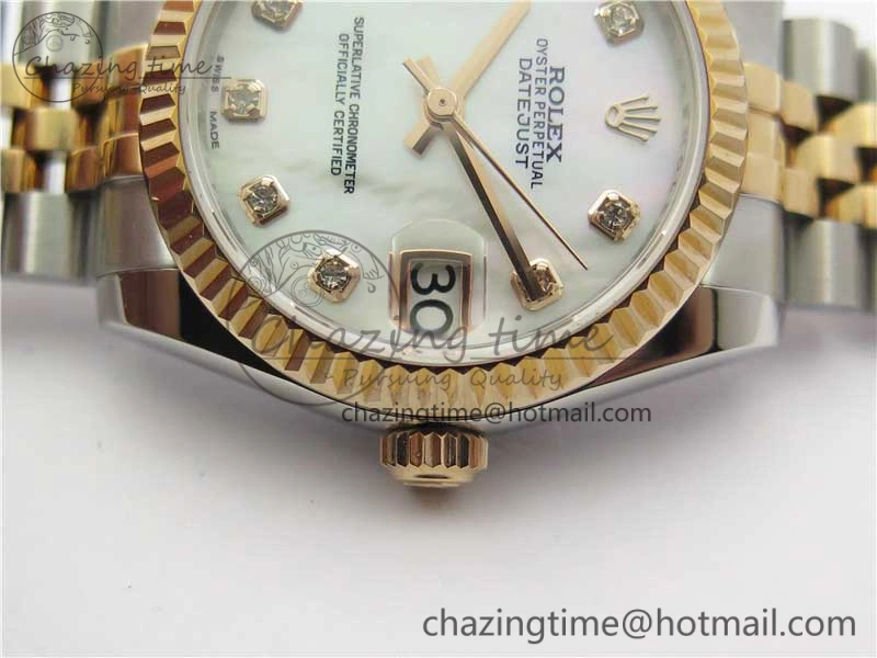 Datejust 31mm 178274 SS RG GSF Best Edition White MOP Crystal Markers Dial on SS RG Jubilee Bracelet SEIKO NH05A