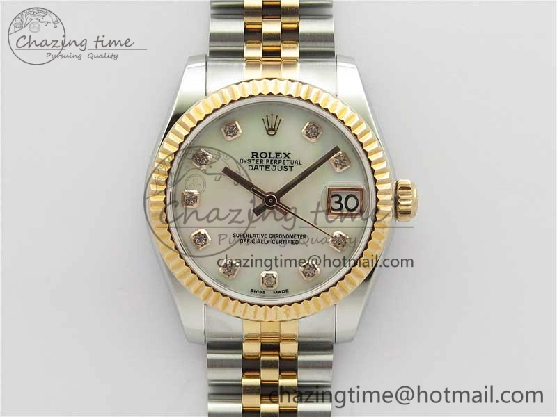 Datejust 31mm 178274 SS RG GSF Best Edition White MOP Crystal Markers Dial on SS RG Jubilee Bracelet SEIKO NH05A