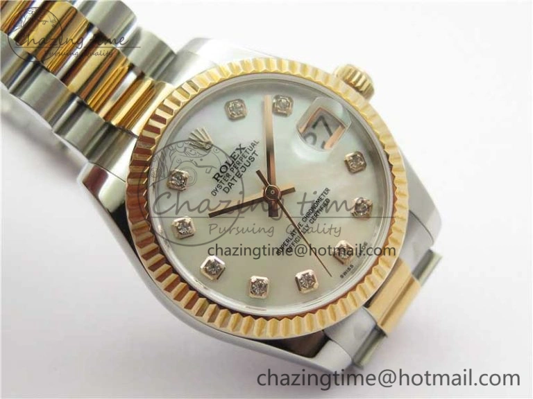 Datejust 31mm 178274 SS RG GSF Best Edition White MOP Crystal Markers Dial on SS RG President Bracelet SEIKO NH05A