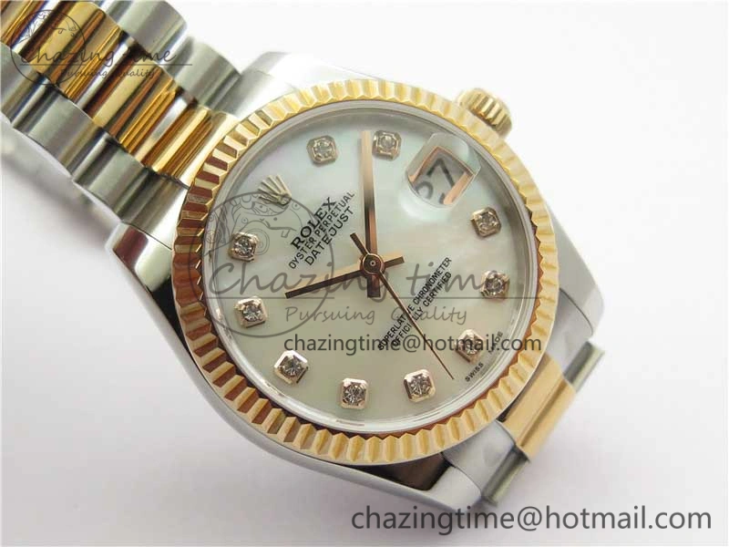 Datejust 31mm 178274 SS RG GSF Best Edition White MOP Crystal Markers Dial on SS RG President Bracelet SEIKO NH05A