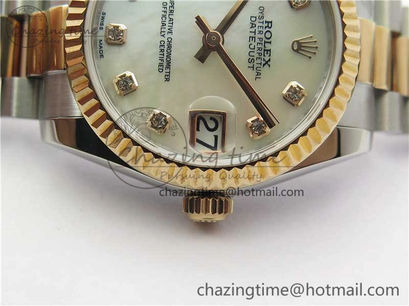 Datejust 31mm 178274 SS RG GSF Best Edition White MOP Crystal Markers Dial on SS RG President Bracelet SEIKO NH05A