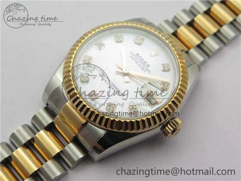 Datejust 31mm 178274 SS RG GSF Best Edition White MOP Crystal Markers Dial on SS RG President Bracelet SEIKO NH05A
