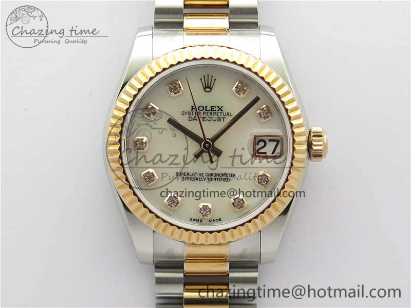 Datejust 31mm 178274 SS RG GSF Best Edition White MOP Crystal Markers Dial on SS RG President Bracelet SEIKO NH05A