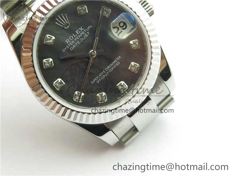 Datejust 31mm 278271 SS BP Maker Best Edition Black MOP Crystal Dial on Oyster Bracelet