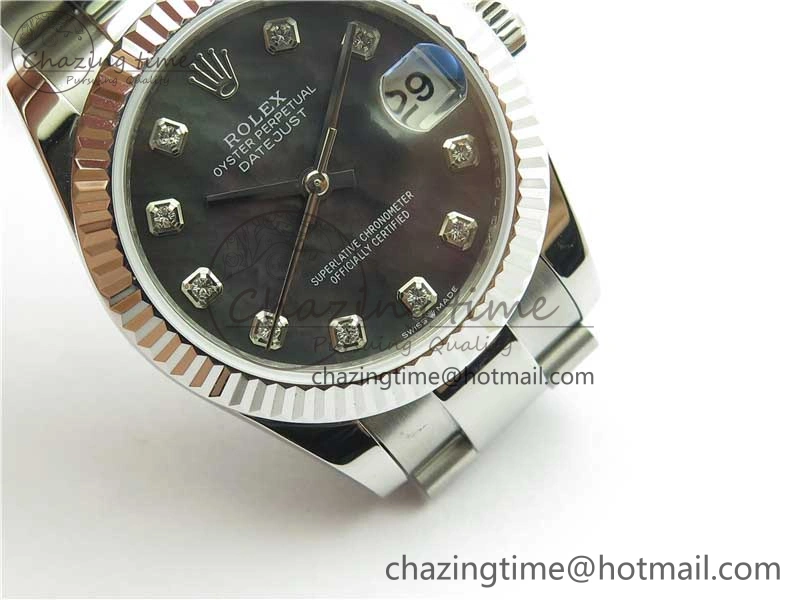 Datejust 31mm 278271 SS BP Maker Best Edition Black MOP Crystal Dial on Oyster Bracelet