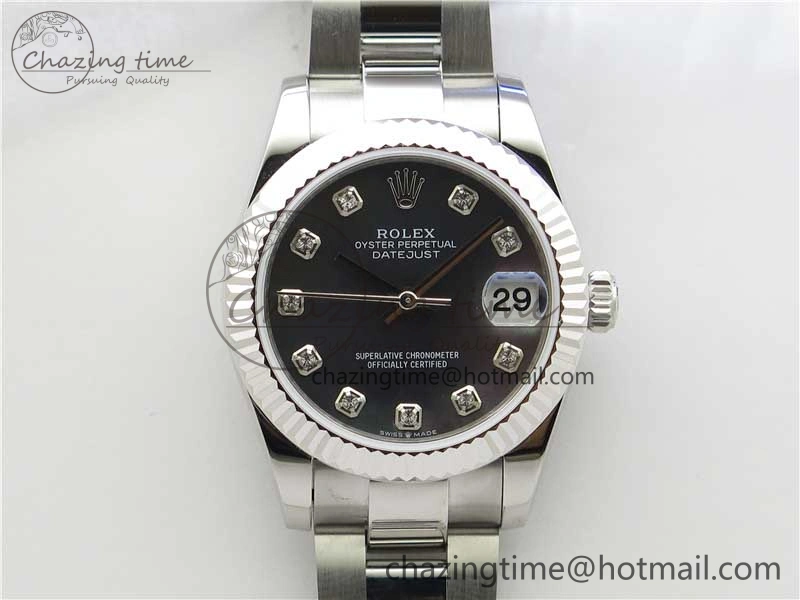 Datejust 31mm 278271 SS BP Maker Best Edition Black MOP Crystal Dial on Oyster Bracelet