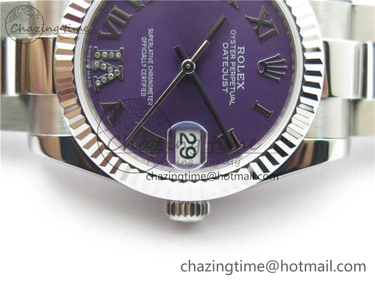 Datejust 31mm 278271 SS BP Maker Best Edition Purple Roman Dial on Oyster Bracelet